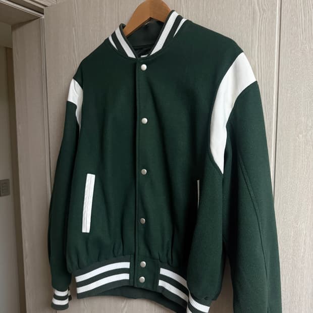 오버핏 바시티 스타디움 자켓 (그린)