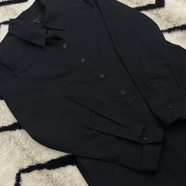 [34]COS 셔츠 플리티드 미디 원피스 /블랙