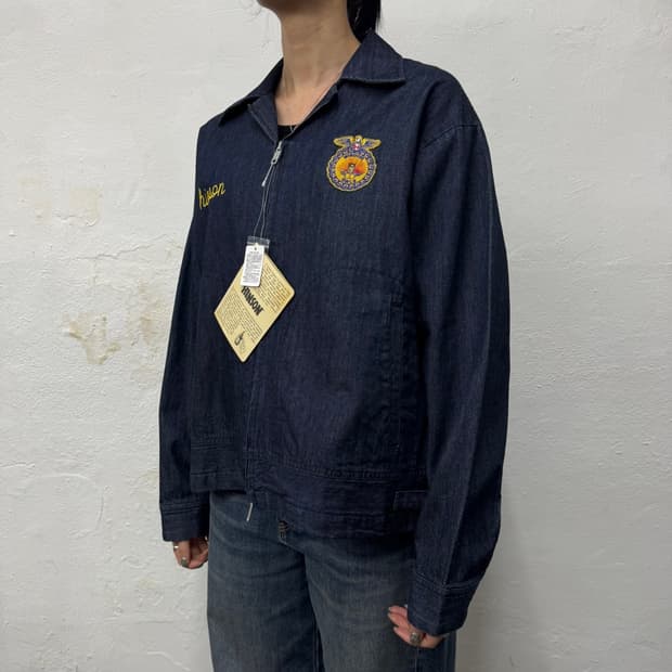 HINSON 인디고블루컬러 양면 자수로고 FFA 데님 자켓