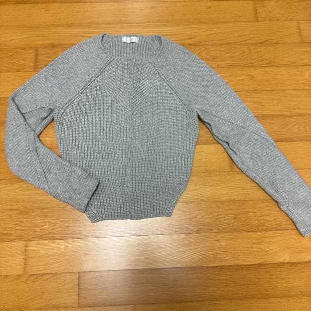 타임 크롭 니트 그레이