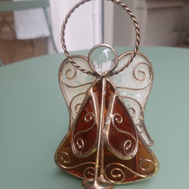 미국 빈티지 스테인드글라스  천사 캔들 홀더