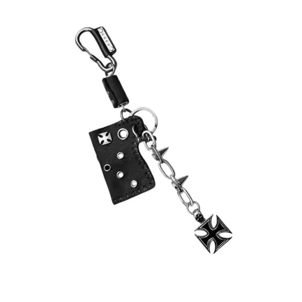 크로스 스파이크 레더 키링