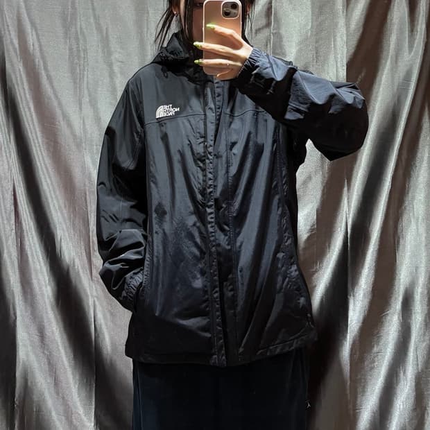 XL 노스페이스 심볼로고 블랙 나일론 후드 자켓