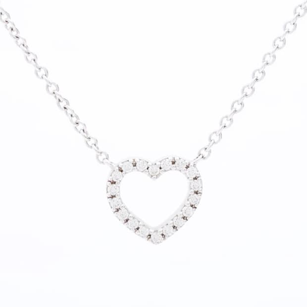 티파니앤코 메트로하트 18P 천연 다이아 18K 화이트골드 펜던트 목걸이