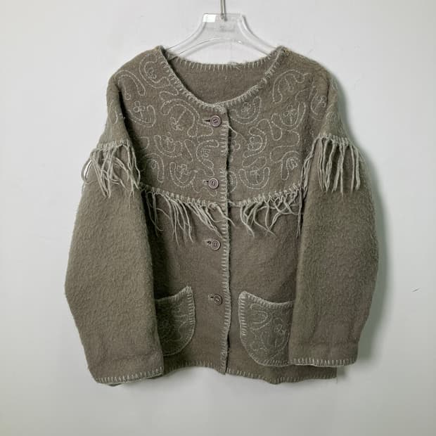 VTG 빈티지 자수 울 가디건 