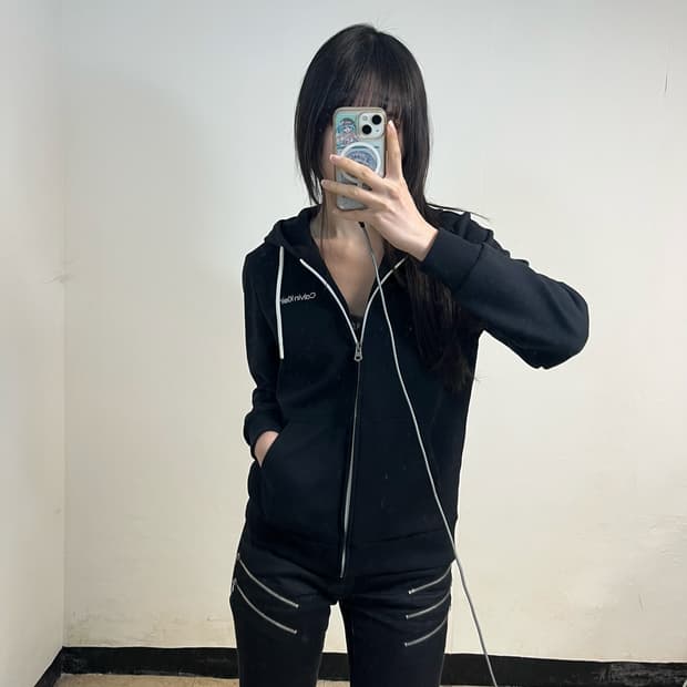Calvin Klein black hood zip-up