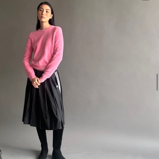 포니테일 downtown 베이비 니트 핑크