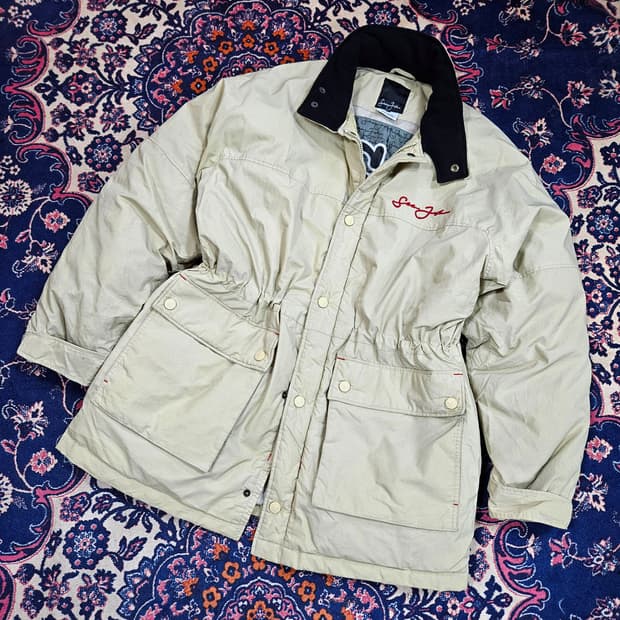 SeanJohn 빈티지 레드자수 덕다운 패딩 점퍼 L size