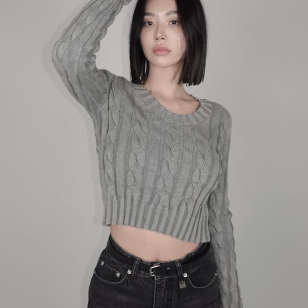 페일제이드 빈티지 워싱 케이블 니트