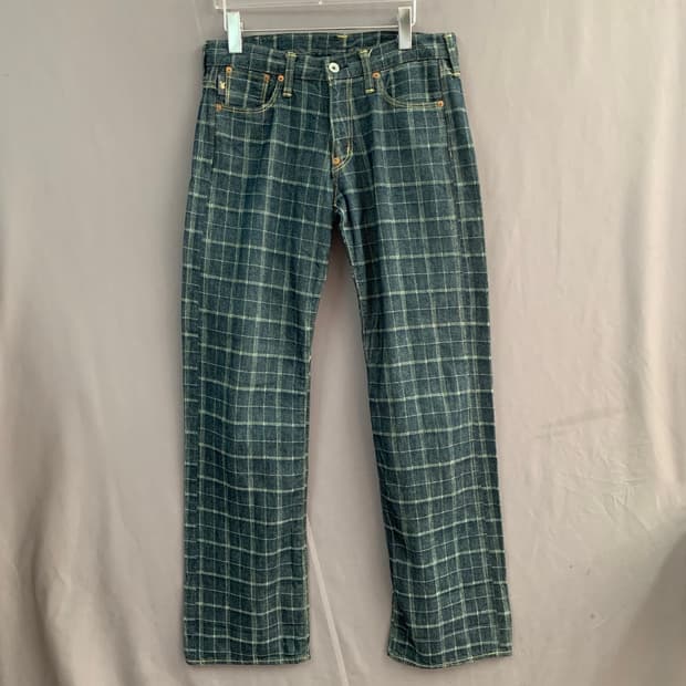 30인치 미치코 코시노 YEN JEANS 스트레이트 체크 데님 청바지