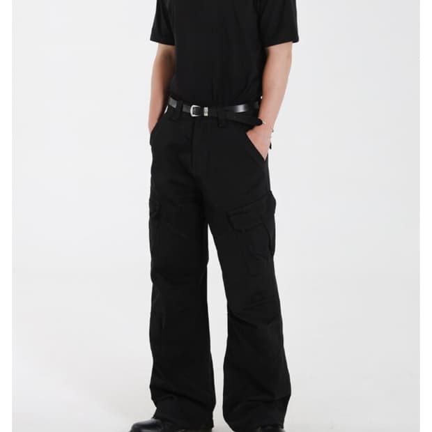 L 빈티지 다잉 워싱 카고 팬츠 블랙