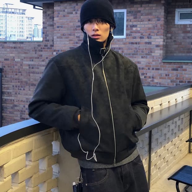 데이 스웨이드 레더 무스탕 자켓