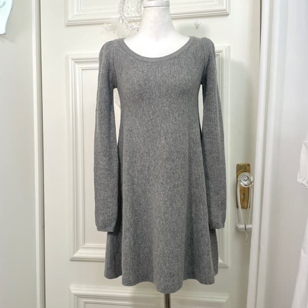 charcoal puff sleeve basic flare knit op