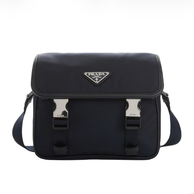 프라다 리나일론 앤 사피아노 레더 숄더백
