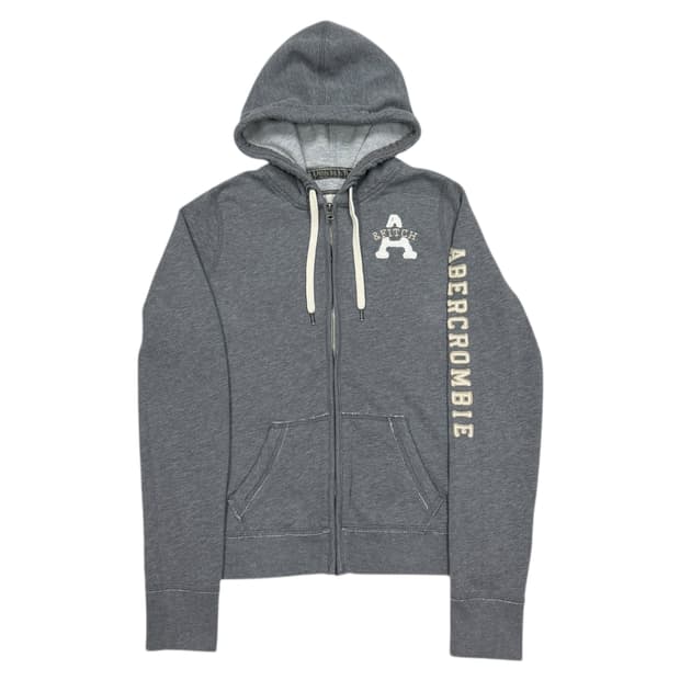아베크롬비 빈티지 딱붙핏 스펠로고 Y2K 후드집업 자켓 그레이 L