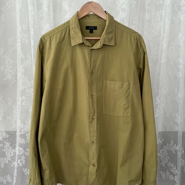 L) COS 남성 코튼 셔츠 올리브 카키