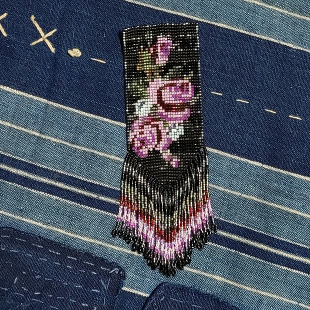 일본 빈티지 장미 비즈 브로치(14.5cm)