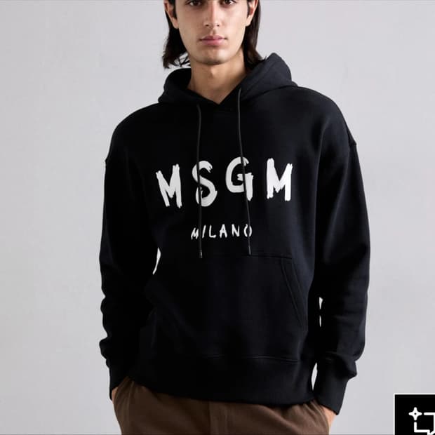 (새상품) MSGM 브러쉬 로고 후드티 블랙