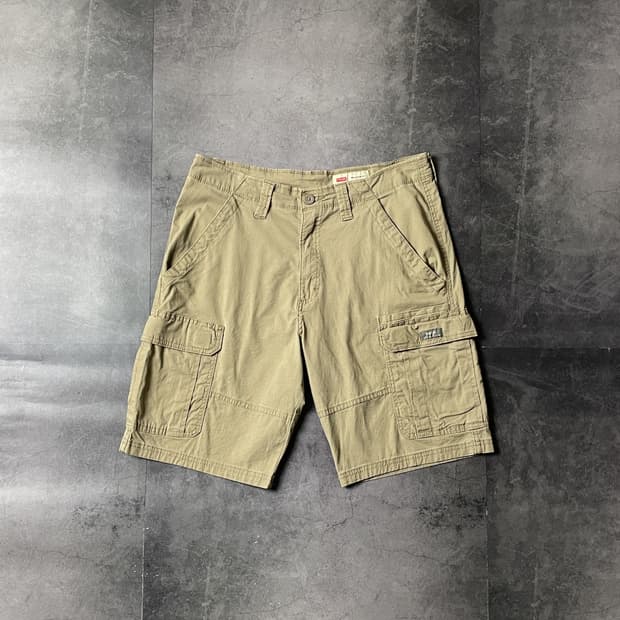 WRANGLER 랭글러 빈티지 베이지 코튼 카고 하프 팬츠 A00763