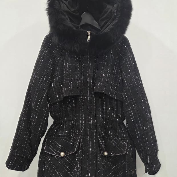 트위드 스타일의 후드 코트(95)