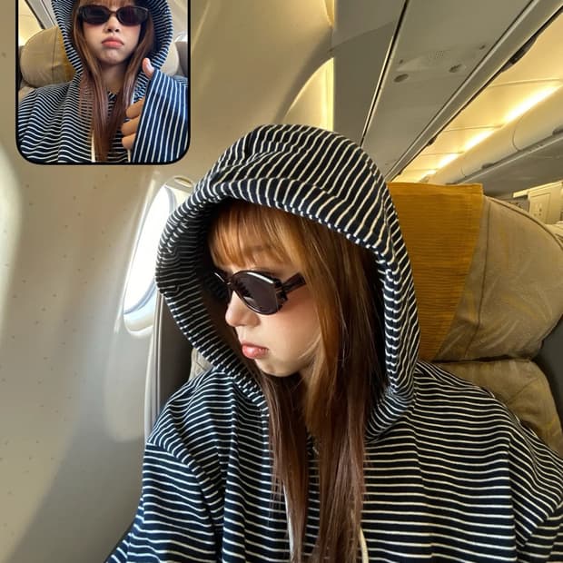 코지 스트라이프 스프링 후드티