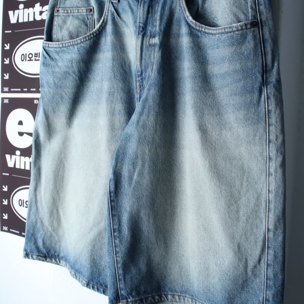 (XL-2XL) 자라 반바지 팬츠 버뮤다 데님 청 워싱-P10497