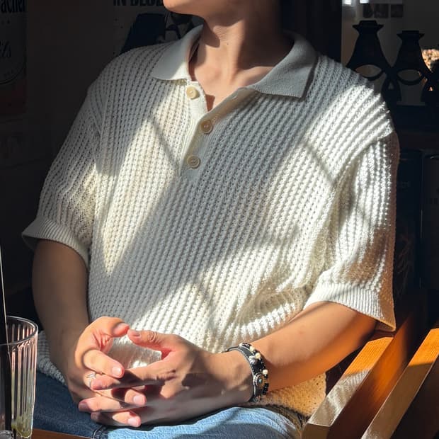 Insilence 메쉬 니트 폴로 셔츠