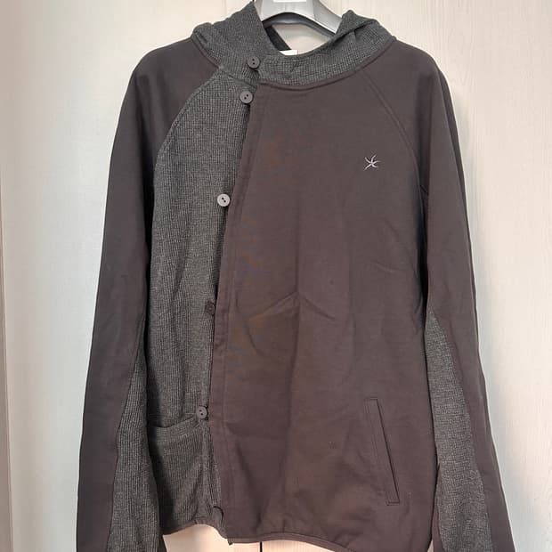 curved button waffle jacket (charcoal) L