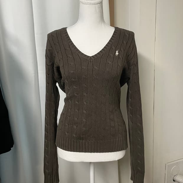 폴로 랄프로렌 초코 모카브라운 브이넥니트