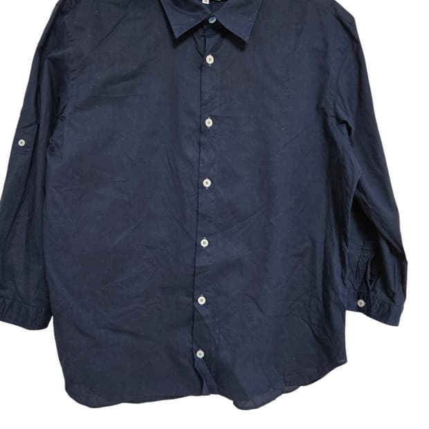 LANVIN en Bleu 네이비 칠부 셔츠 48