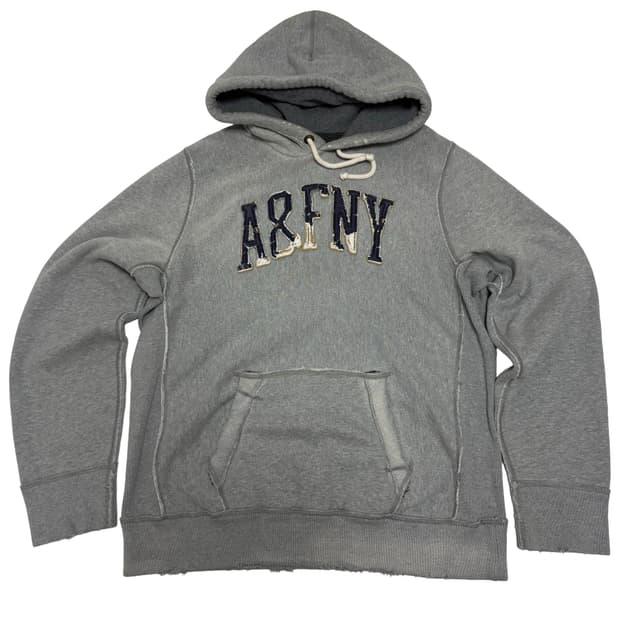 아베크롬비 & 피치 빈티지 아치 로고 데미지 후드 티셔츠