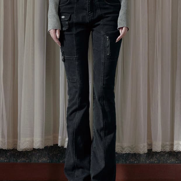 보헤미안 서울 사이드 포켓 부츠컷 진(딥 그레이)