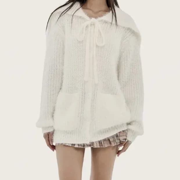 클리시어 바닐라 푸딩 퍼 가디건