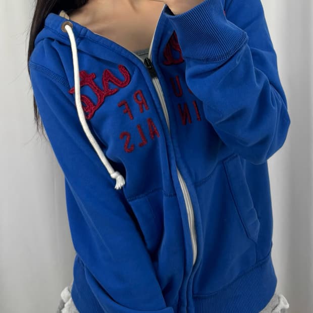 홀리스터 레드로고 블루 후드집업