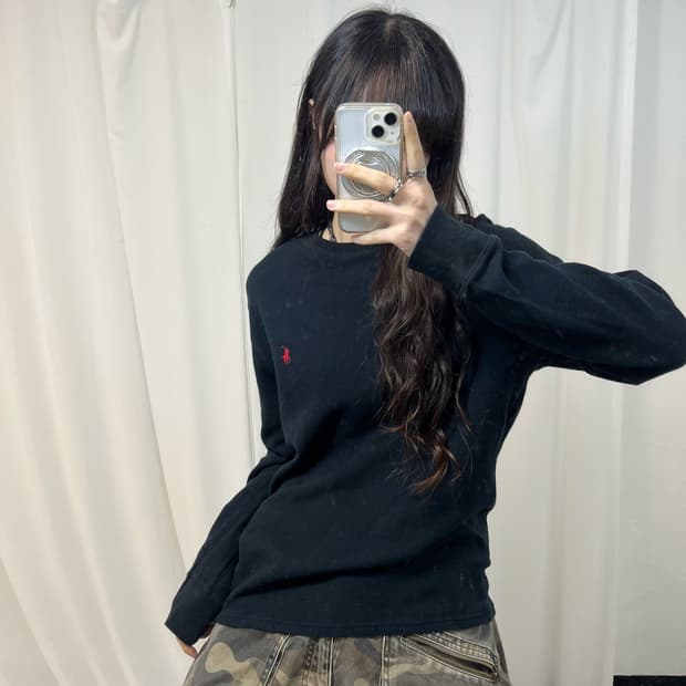 Polo Black Waffle Knit 