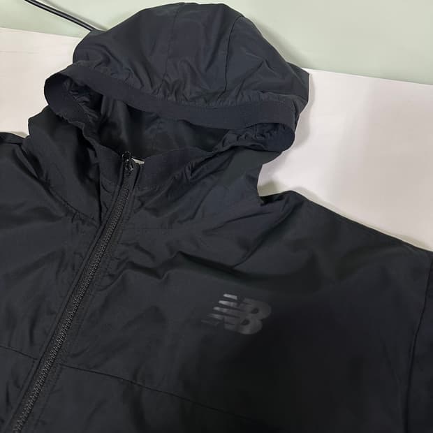 2XL 뉴발란스 블랙 밑단스트링 트레이닝 후드 런닝바막