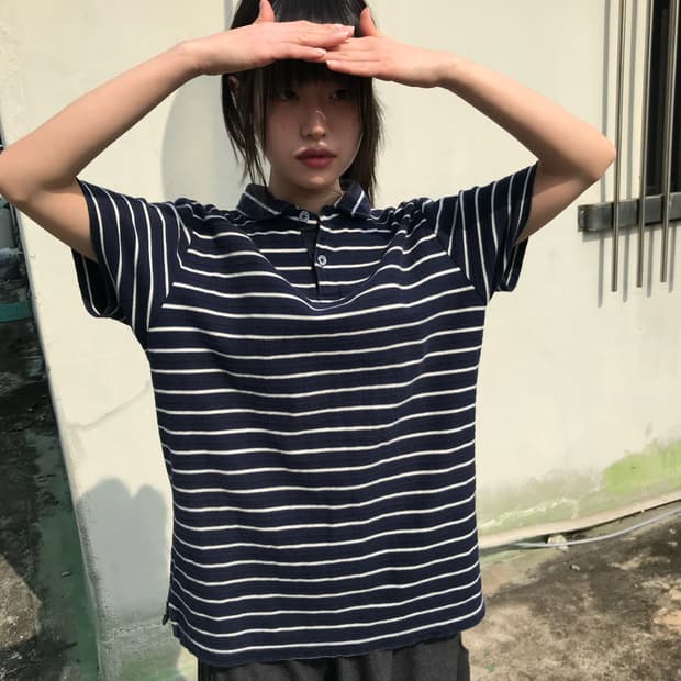 5th Corner 스트라이프 폴로티