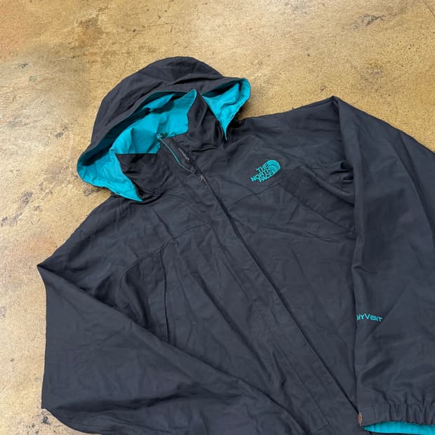[정품/85] 노스페이스 블랙 청록색 바람막이 후드 자켓 b10
