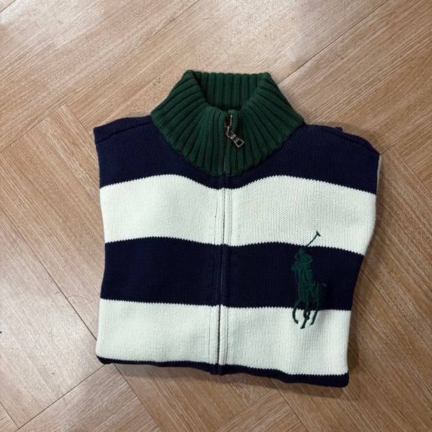 폴로 랄프로렌 빈티지 빅포니 스트라이프 니트 집업