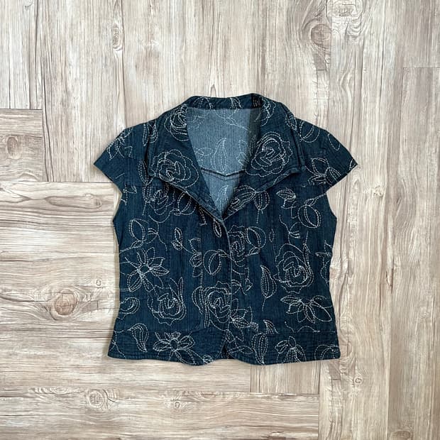 vtg 플라워 스티치 데님자켓