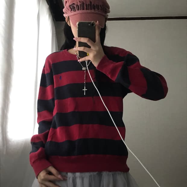 폴로 스트라이프 니트