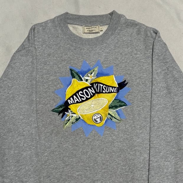 S 메종키츠네 레몬 크루넥 그레이 맨투맨