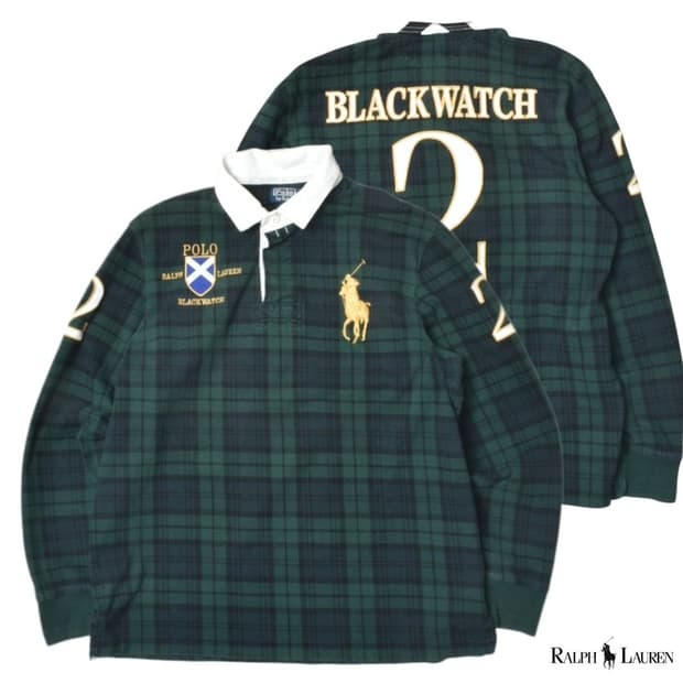 00S 폴로 랄프로렌 빅포니 블랙와치 럭비셔츠 XL N1247