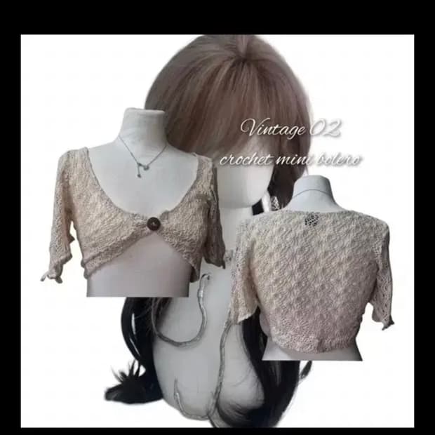 오네갸루 빈티지 크로쉐 미니 볼레로