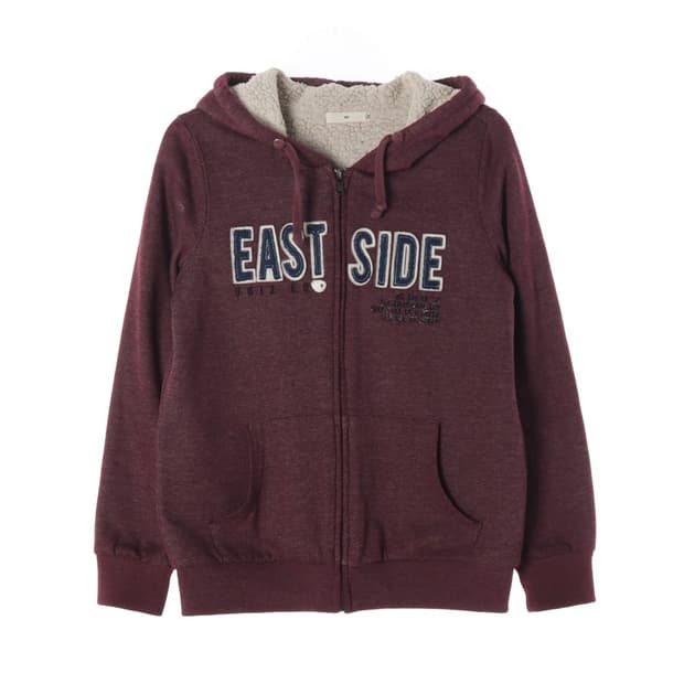 UGIZ 이스트사이드 레터링 덤블 양털 후드 집업