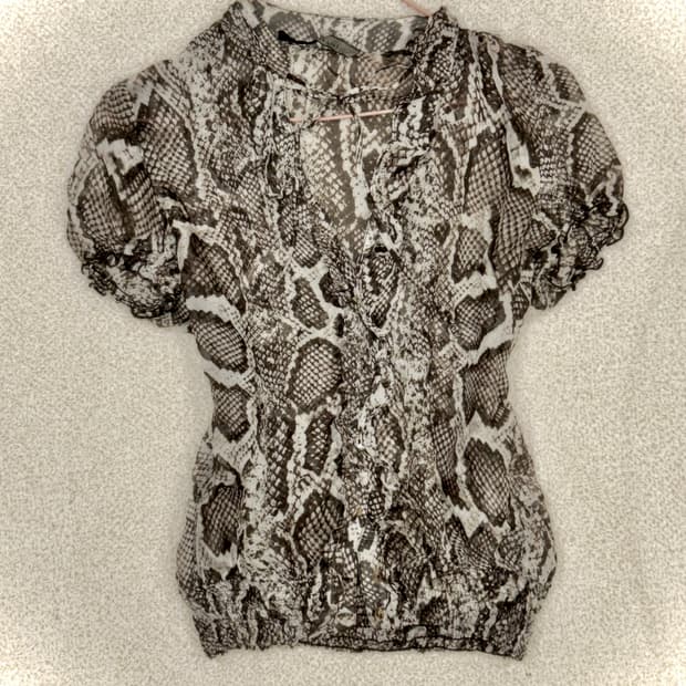 빈티지 나나 펑크 y2k 파이톤 시스루 블라우스