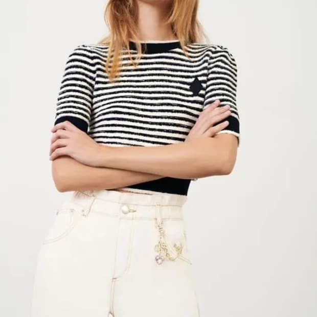 maje 마쥬 스트라이프 반팔 니트 1 사이즈