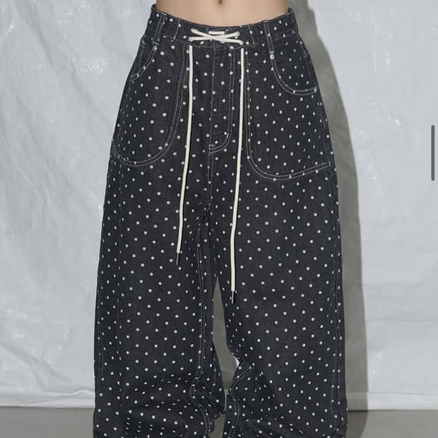 팬시클럽 STRING DOT ROLL-UP PANTS
