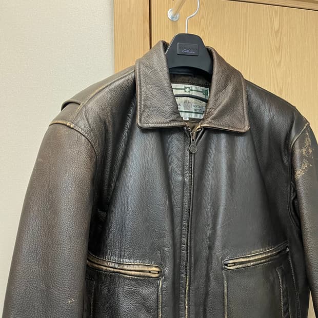 빈티지 가죽 봄버 자켓