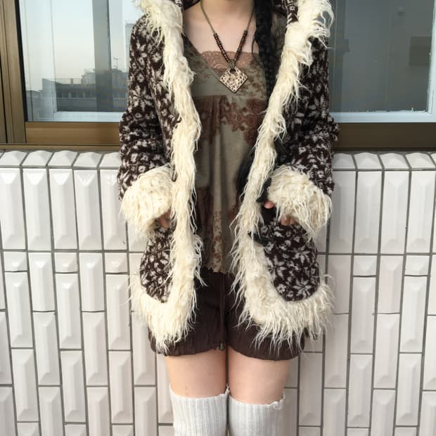 Fluffy trimming snow pattern fleece duff